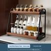 Double-Layer Kitchen Countertop Seasoning Rack for Oil, Salt, and Sauce Storage