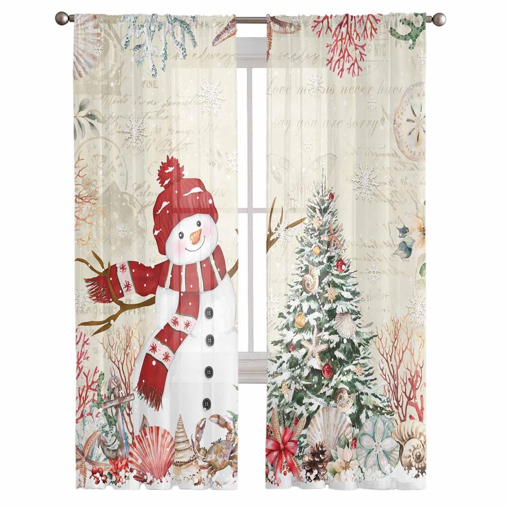 Weihnachten und Winter Schneemann Vorhänge für Wohnzimmer Schlafzimmer Home Dekoration Fenster Voile Tüll Vorhang Vorhänge