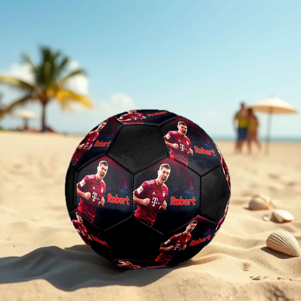 Robert Lewandowski Size 5 Soccer Ball, Machine-Stitched PVC, Durable & High Bounce, All Ages Fit, Fan Merchandise, Matches & Outdoor Use.