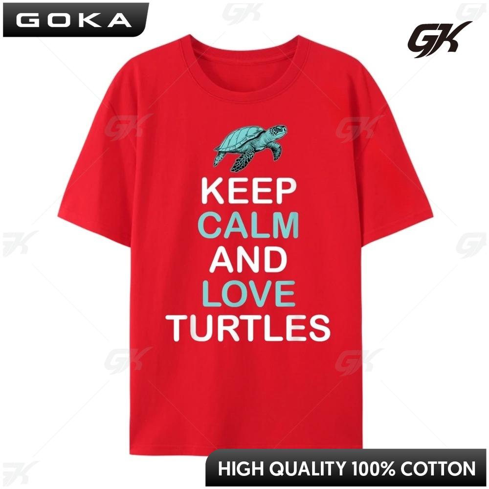 Keep Calm And Love Turtles Sea Turtle Wildlife Harajuku Men Short Sleeve Graphic Tshirt Cinco de Mayo Loose Round Short Sleeved S
