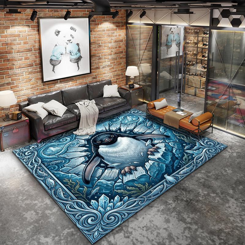 Animal drilling black panther Carpet Rug for Living Room Bedroom Home Sofa Decoration,Kids play Non-slip Floor Mat