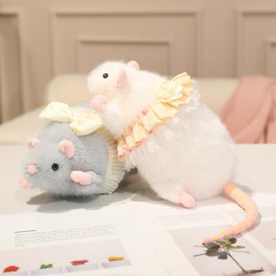 Mouse Plush Toy Soft Stuffed Animal Cute Rat Doll with Lace Skirt Bow Decoration Decorative Plush Mouse for Kids Bedroom Desk Decor Gift