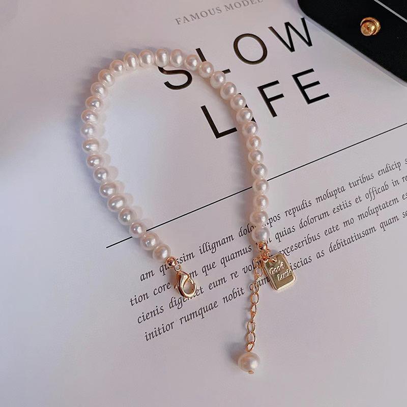 Light Luxury Natural Freshwater Pearl Bracelet, Simple Niche and Versatile 11K Gold Injection Adjustable Jewelry Women's Ins Advanced Sense