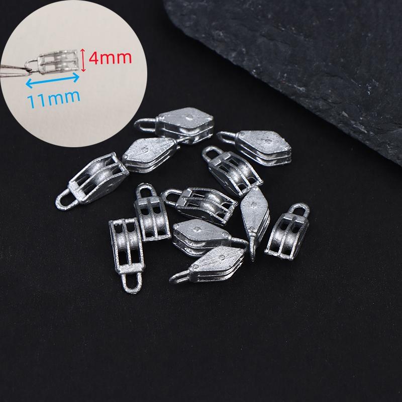 12Pcs Simulation Single/Double-Disc Diamond-Shaped Pulley 11X4Mm Alloy Rhombus Grooved Sheave Parts For Model Ship Decoration
