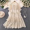 Gancio Retro Lavorazione a Rete Vestiti Donna Primavera Estate Stile Spiaggia Gilet Lavorato a Maglia Vestidos Mujer Elegante Lento Lungo Vestito