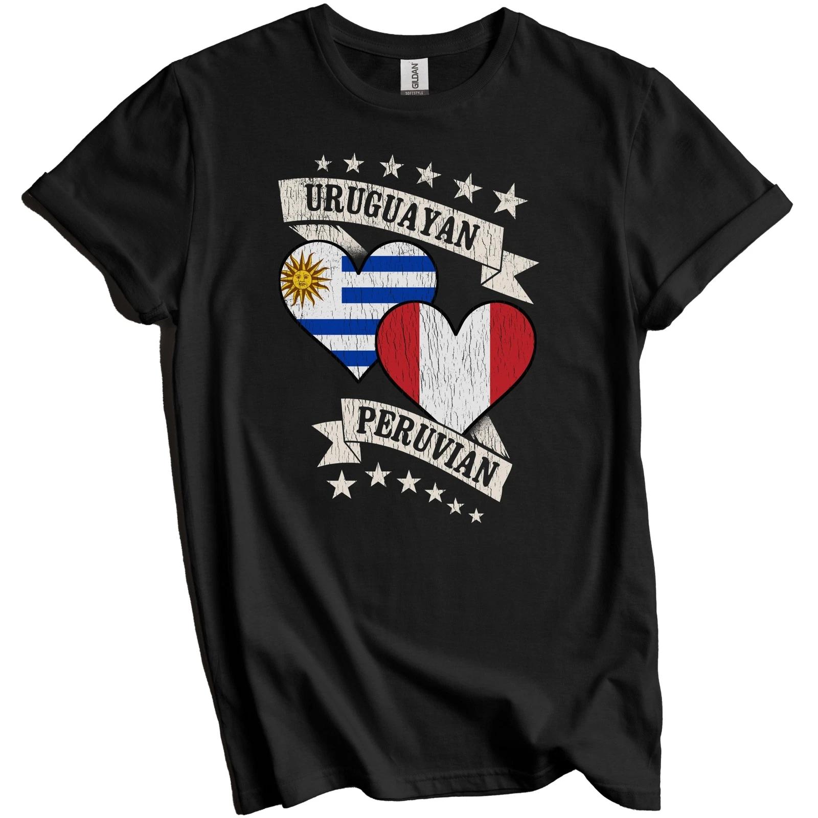 Uruguayan Peruvian Heart Flags Uruguay Peru T-Shirt 2XL