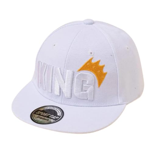 

Sproutsy Kids Boys Stylish Baseball Cap, Flat King (White)