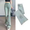 GMXI1A Women's Fashion Casual Solid Color Print High Waist Pants & Capris