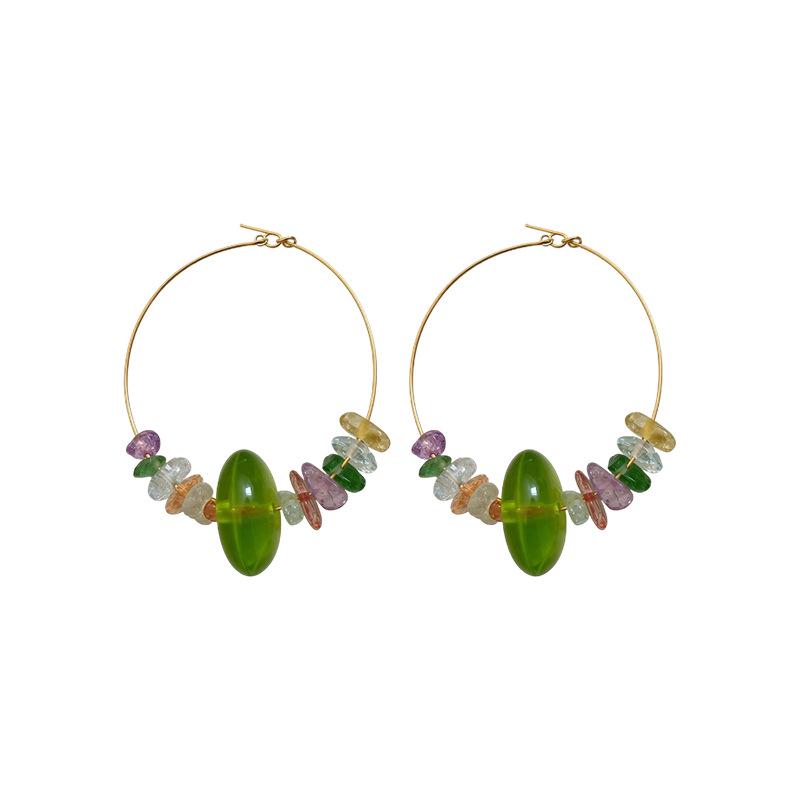 European & American Geometric Stone Resin Hoop Earrings: High-End, Personalized Fashion for Women