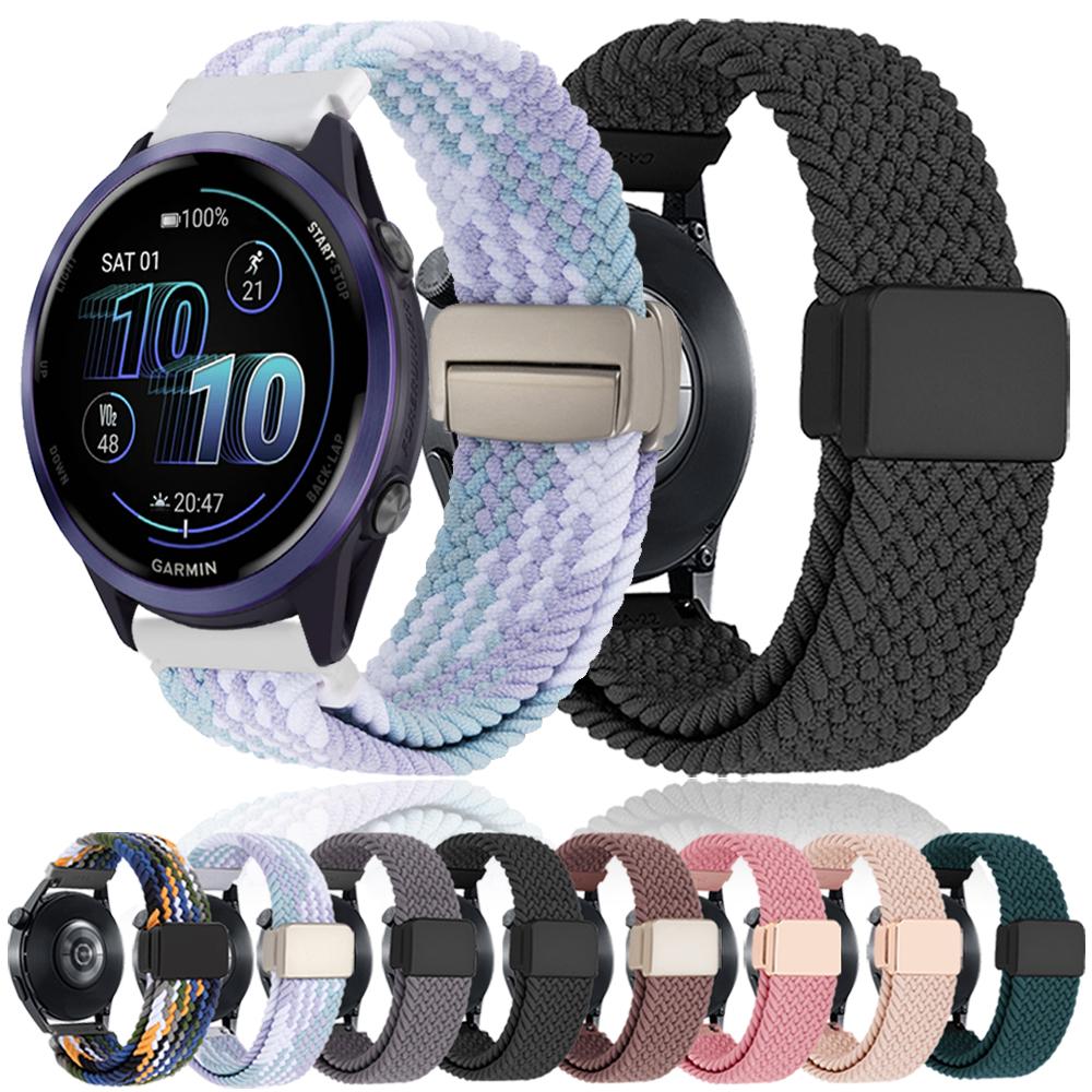 Cinturino Magnetico in Nylon 20mm 22mm Per Garmin Forerunner 570 265 55 255 Active 6 5/Vivomove Trend/Vivoactive 6 5/Venu 3/2 Braccialetto