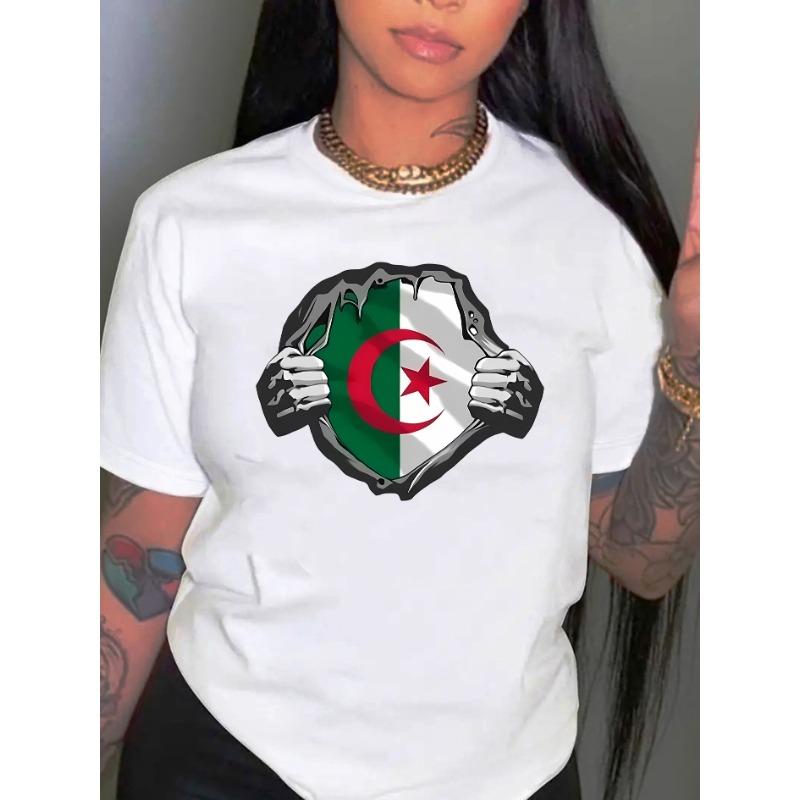 A Women's Pattern T-shirt Inspired  Round Neck Fashion Trend Harajuku Women Loose Short Sleeved T-shirt