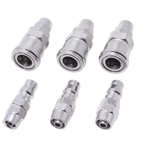 

Mook Air Coupler Set of 3, One-Touch Plugs and Sockets for 8mm, 10mm, and 12mm Outer Diameter Air Hoses (SP+PP30, 6.5mm Inner Diameter, 3-Pair)