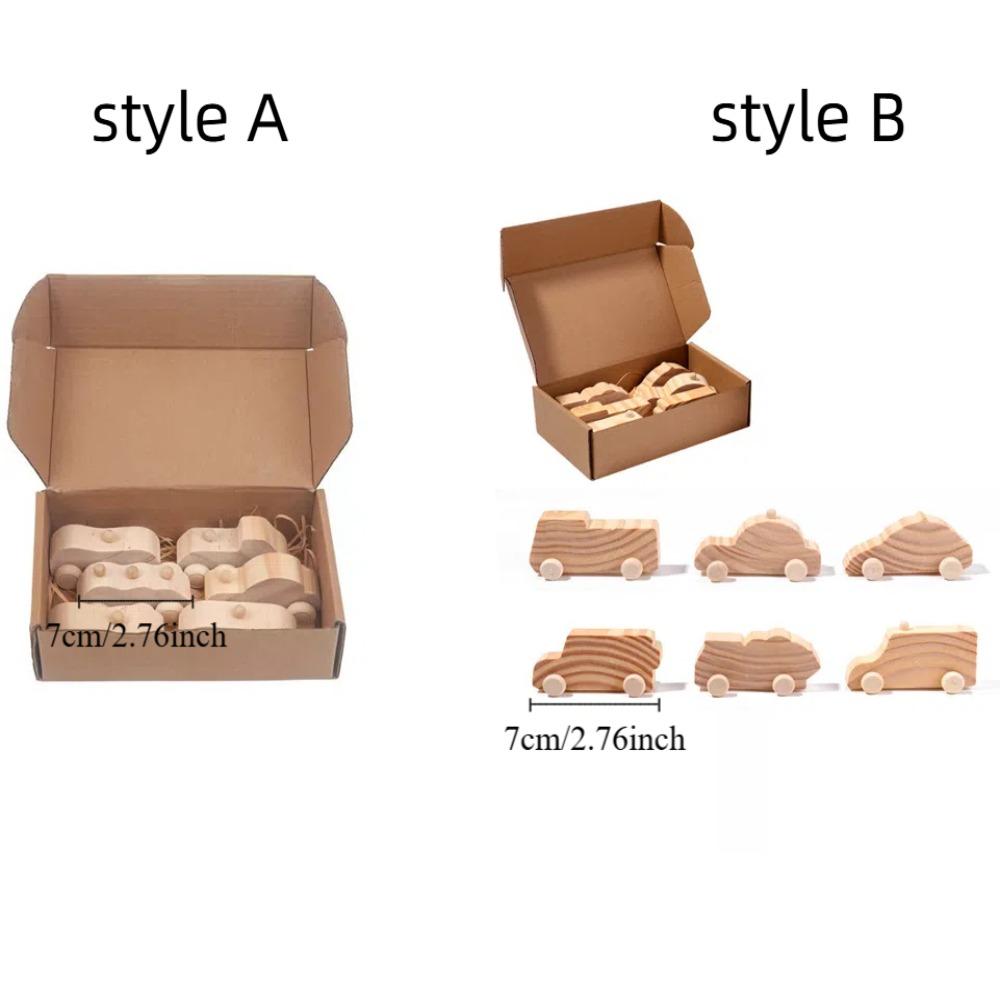 6PCS/SET Hand-crafted Graffiti Car Painting Surface Wooden Toys  Classroom Activities