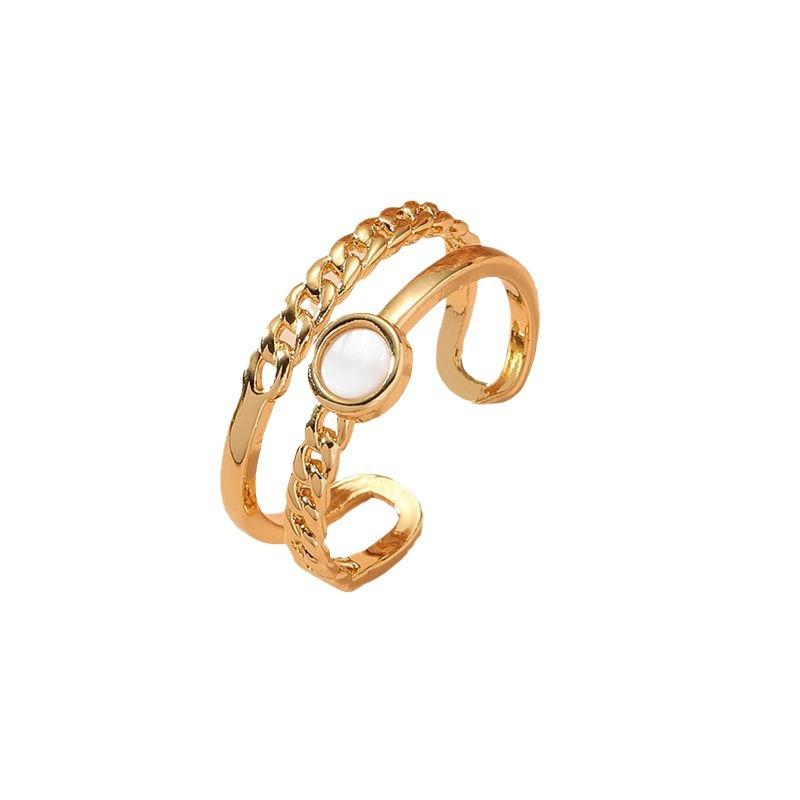 GemChic Women's Ring Trendy Creative Retro Double Geometric Opening Adjustable Index Finger Ring Cold Style Ring Birthday Christmas Jewelry Gift