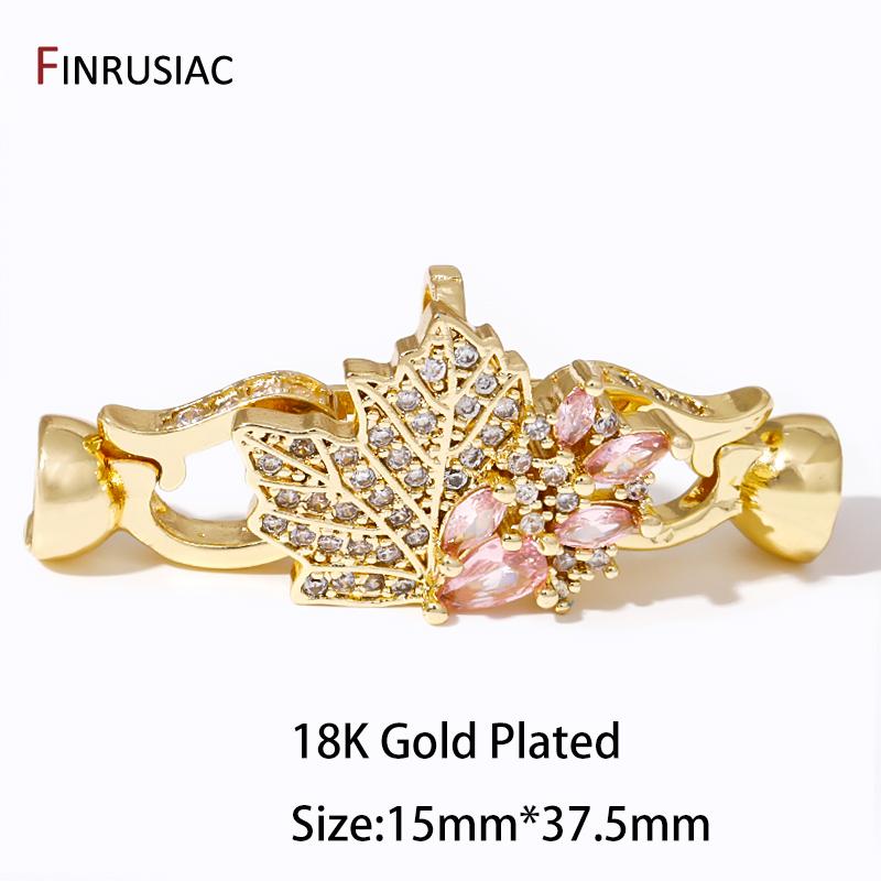 

DIY Women Needlework Jewelry Making Supplies,18K Gold Plated Leaf Fastener Closure Lock Clasps Jewelry Accessories 1 piece