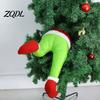 Funny Christmas Tree Leg Ornaments Elf Stuffed Ornaments, Santa Green/Red Legs Decorations, Poseable Creative Xmas Party Hanging Decor for Door Wreath