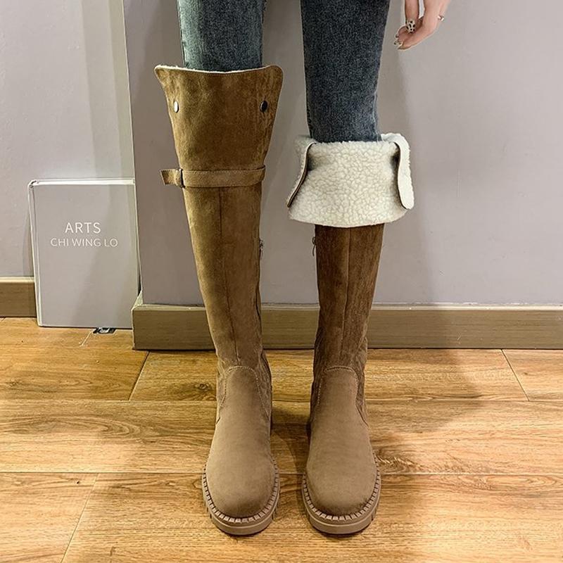 Chelsea Boots Women Shoes 2024 New Winter Fashion Over The Knee Plush Warm Snow High Boots Casual Shoes Flats Motorcycle Botas