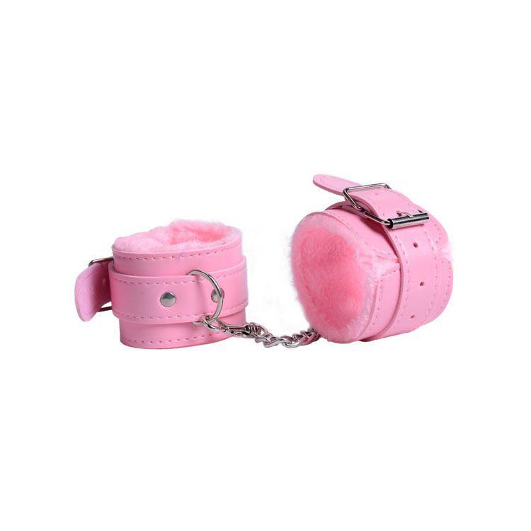 Plush Leather PU Handcuffs & Anklets - Soft and Safe Photo Props for Cosplay and Role Play