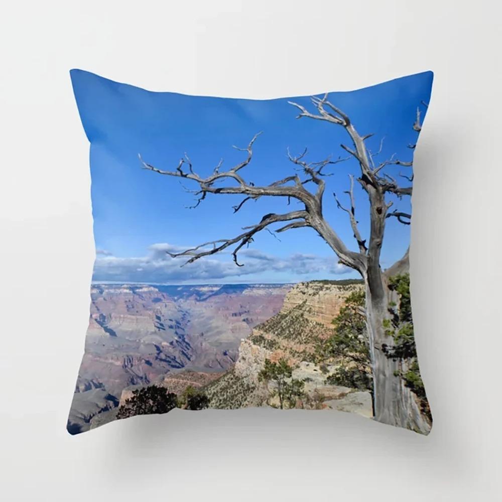 

Красивый пейзажный принт Декоративная наволочка Гостиная Офис Украшения Домашняя наволочка 40x40cm