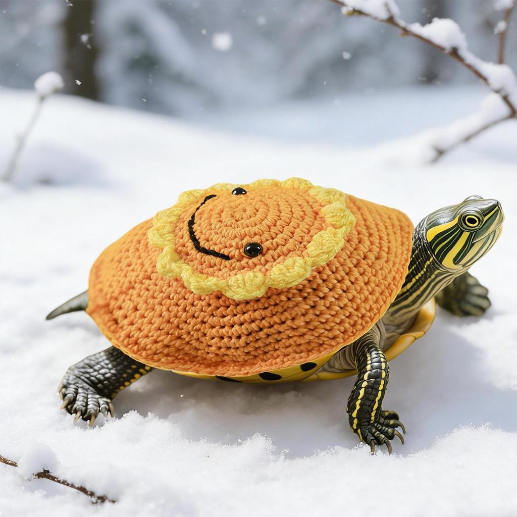 Tortoise Sweater Sunflower Design Warm Knitted Costume With Adjustable Elastic Strap Pet Costume Sweater For Small Animal Winter