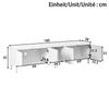 Lowboard TV Table Living Room, TV Cabinet with 5 Doors, Metal Feet, Made of PB and MDF, Modern Storage TV Board
