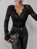 2024 Autumn/Winter Floral Lace Fan-Shaped Blouse for Women