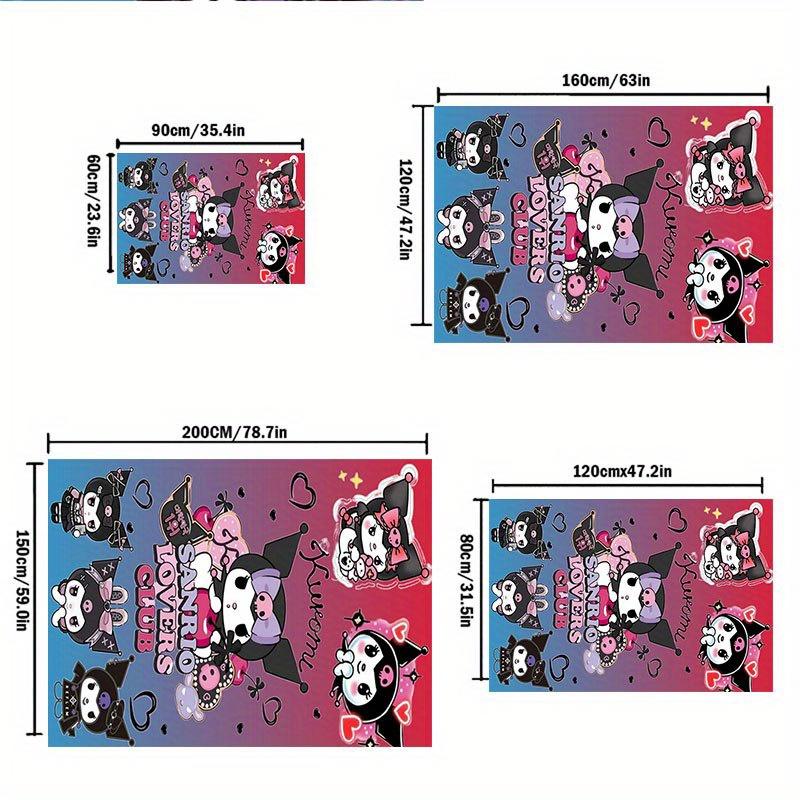 1pc Sanrio Kuromi Mermaid Printed Office Carpet Rectangle Rug Under The Table,Perfect Room Decor for Living Room, Bedroom, Kitchen, Non-slip Floor Mat