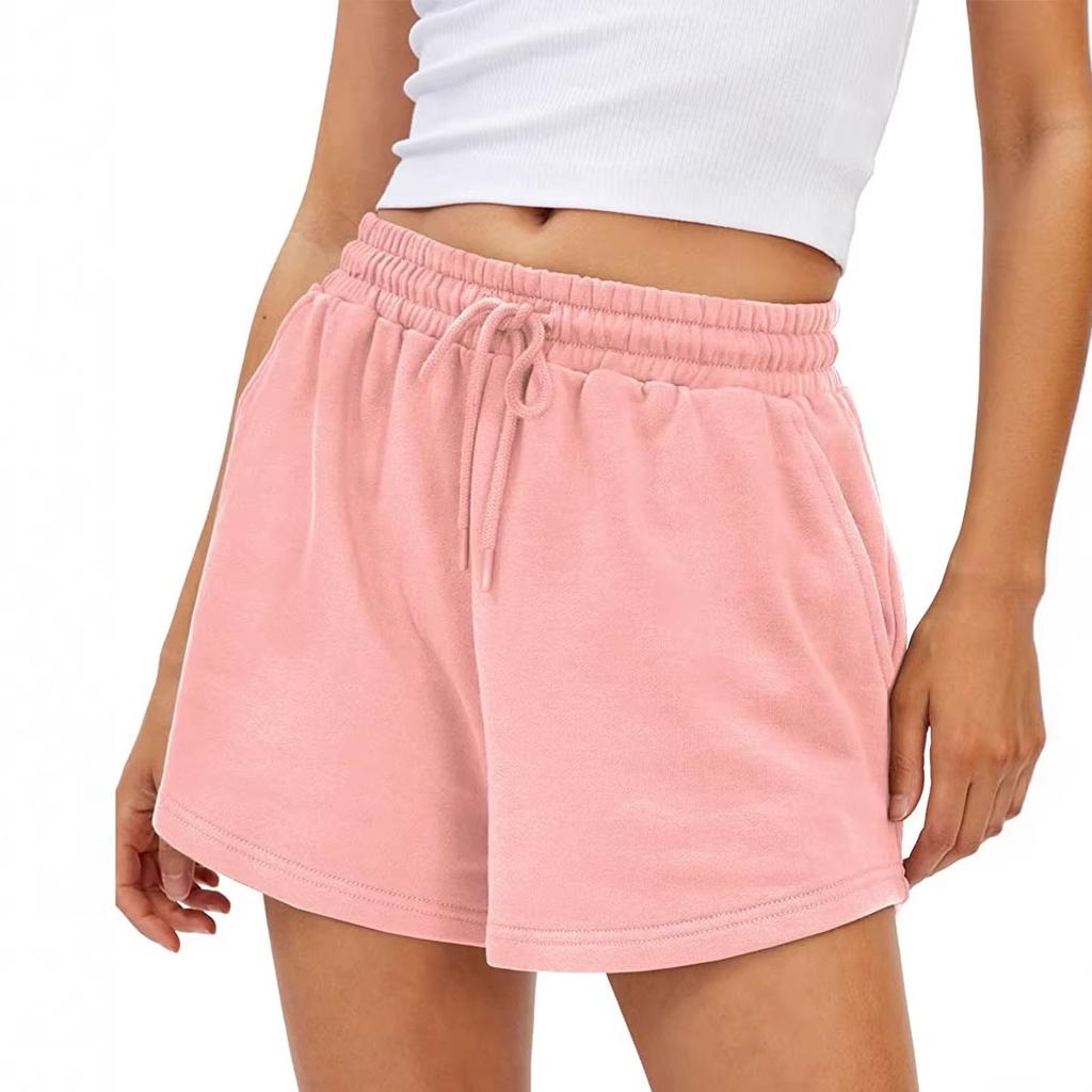Grenzüberschreitende unabhängige Station Amazon Mode Damen Sportshorts lässig locker Sommer mittlere und hohe Taille einfarbige Shorts Damen