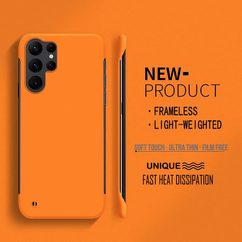 

Безрамковий жорсткий матовий чохол для телефону Samsung Galaxy S24 S23 S22 S21 S20 FE Note20 Ultra 10 Plus Захисний бампер Shell Cover S21 FE помаранчевий