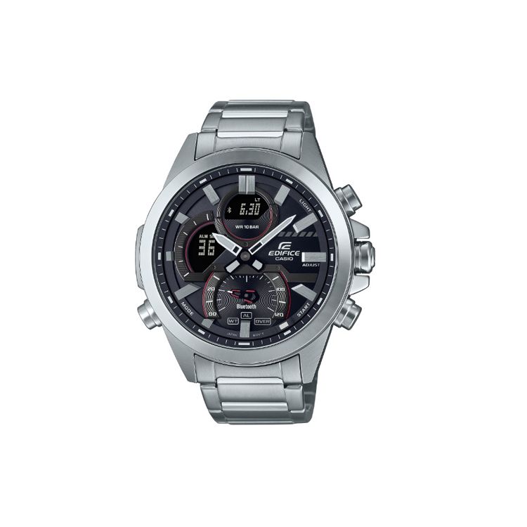 Casio 100M Waterproof Quartz Movement Stainless Steel Watch Men watches Black ECB-30YD-1A Black Dial