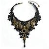 Gothic Lace Choker, Antique Bronze Gear Skull Pendant Dark Style Neck Collar