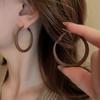 Silver needle retro Hong Kong style dripping oil round earrings niche temperament earrings fashion light luxury summer women's high-end earrings