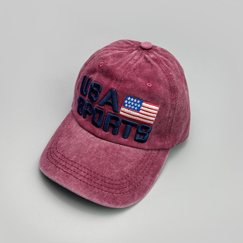 Amerikanische Flagge Stickerei Baseballkappen Gebrochen Neu Unisex Retro Atmungsaktiv Sonnenschutz Persönlich Vielseitig Mode Schirmmützen