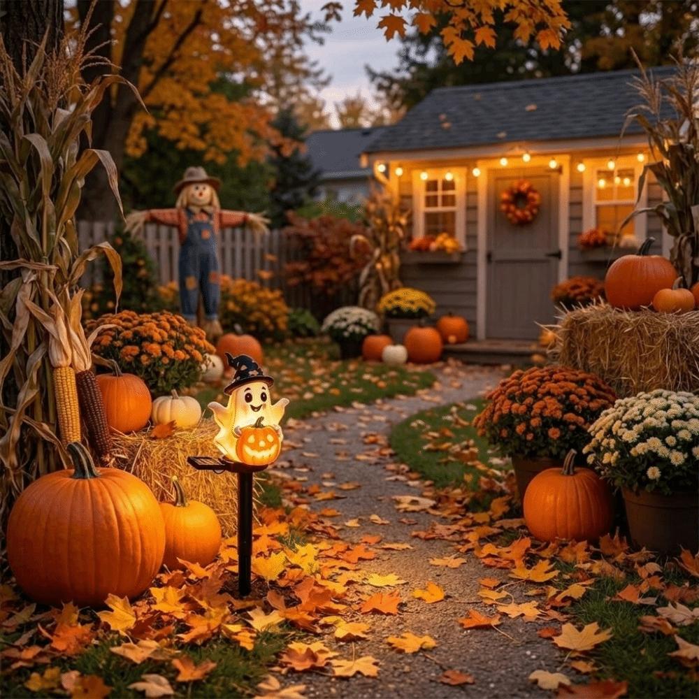 Resin Figurine Solar Halloween Lights Cute Garden Stake Light For Garden Courtyard Patio