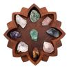 Wooden Lotus Tray Lotus Shape Crystal Stone Holder Crystal Display Tray with Bottom Non-Slip Pad for Aromatherapy Oils Jewelry