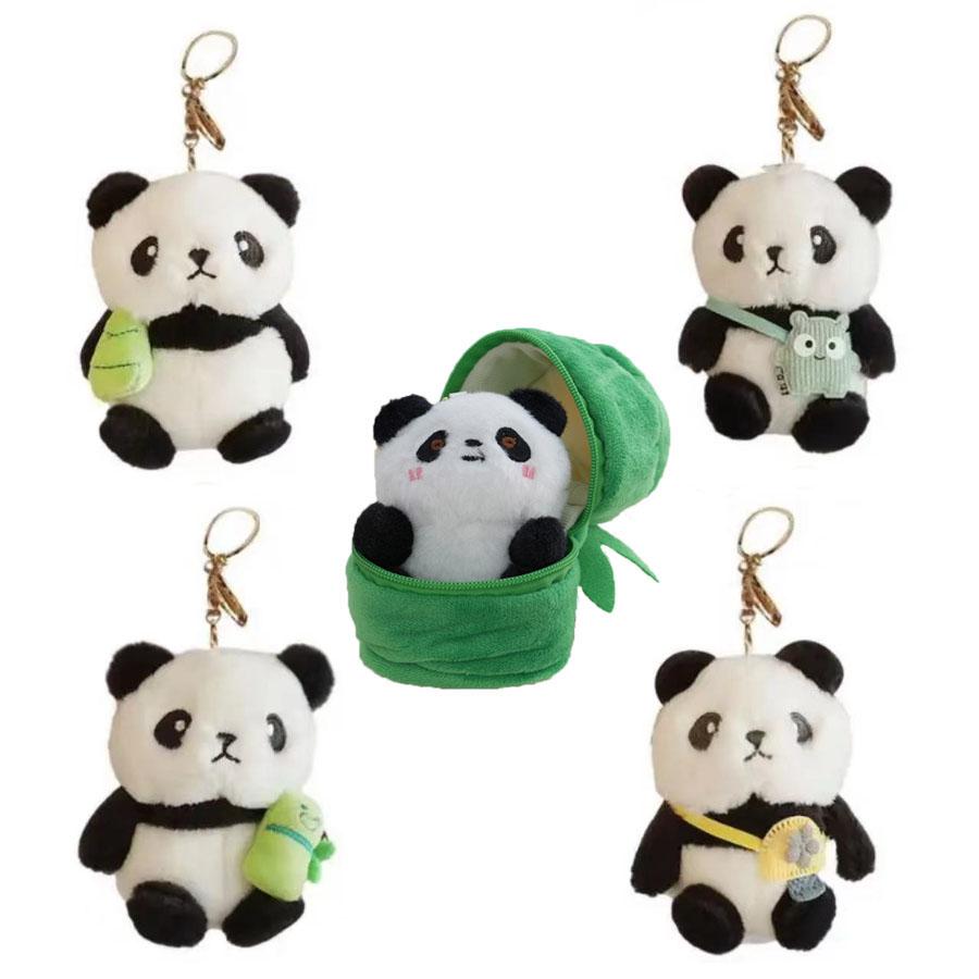 Cute Banboo Panda Plush Toy Keychain Kawaii Panda Pendant Bag Accessories Car Key Chain Pendant Boyfriend Gift Bag Decor