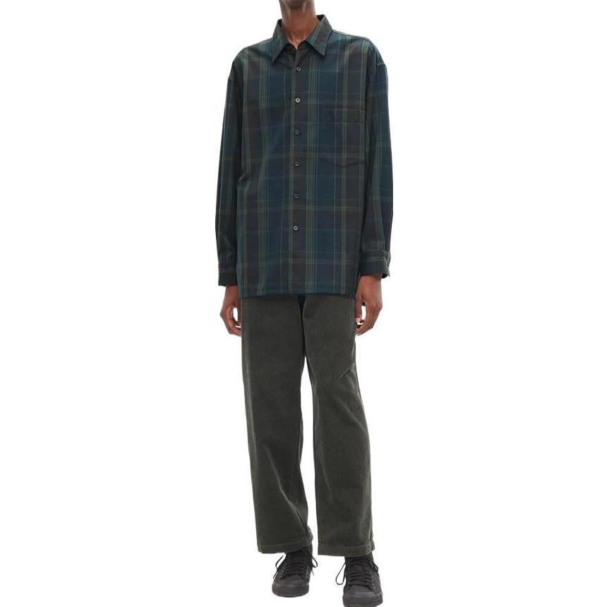 Uniqlo Plaid Pattern Button-Down Long Sleeve Shirt Men Shirts Dark-Blue 452705-68