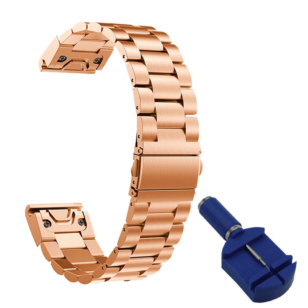 

Metal 20 22 26mm Smart Watch Strap For Garmin Fenix 7S 7 7X 6S 6 6X Pro 5S 5 5XPlus 3HR Epix Mk1 935 Band Quick Release Bracelet 26mm Enduro MK2 MK1 рожевий колір золота