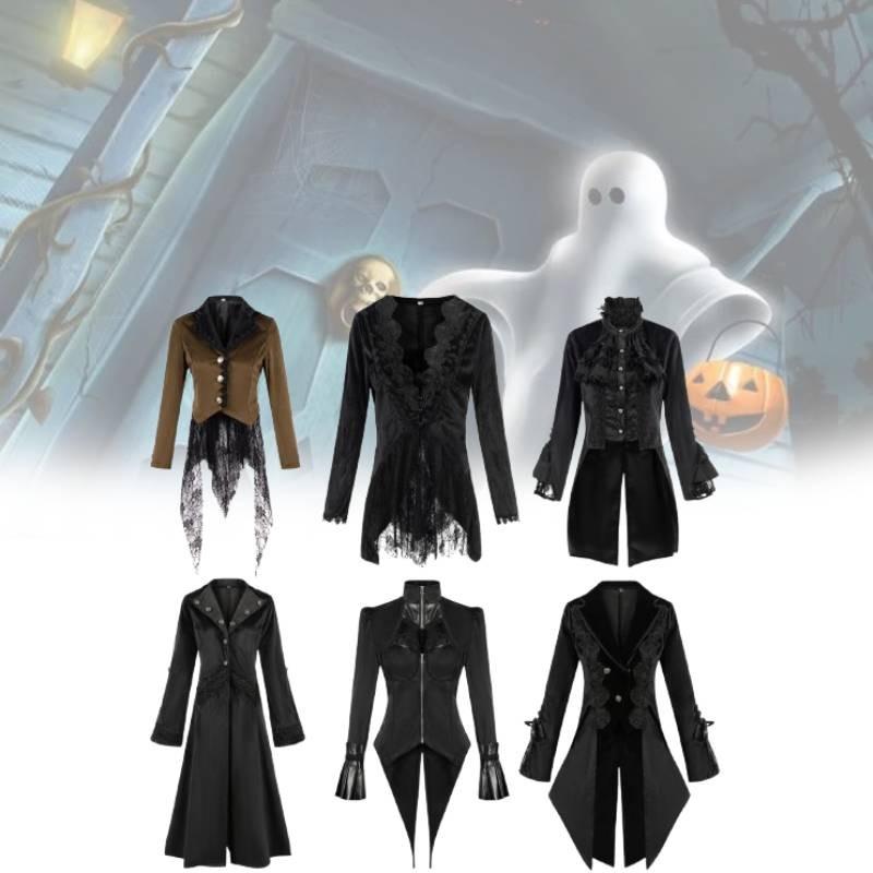 Medium Coat Long Fashion Slimfit Trench Dark Tie Collar Court Tuxedo Cosplay