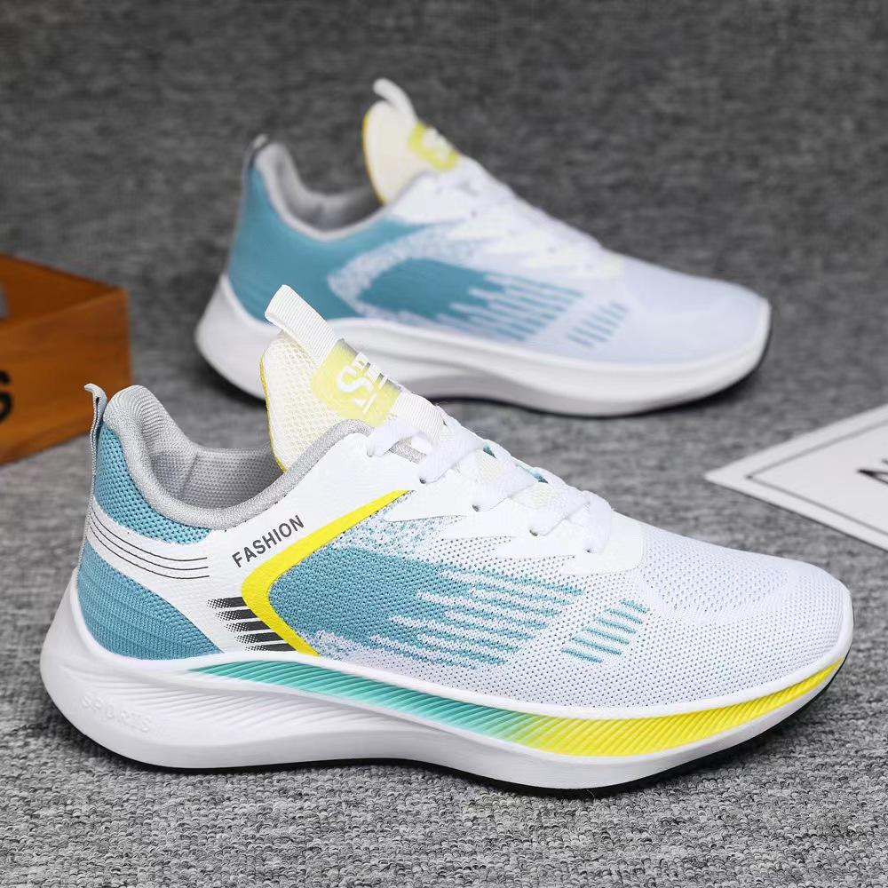 

Новая весенне-летняя мужская обувь, летящая вязаная дышащая спортивная повседневная обувь в корейском стиле, сочетающаяся с зеленой студенческой мягкой подошвой, кроссовки для бега для мужчин 44