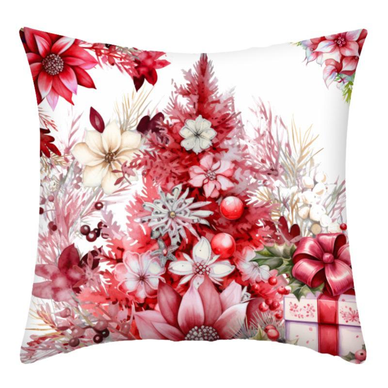 Christmas Home Decoration Pillow Cover Santa Claus Snowman Fawn Print Sofa Cushion Suite Room Decoration Friend Gift