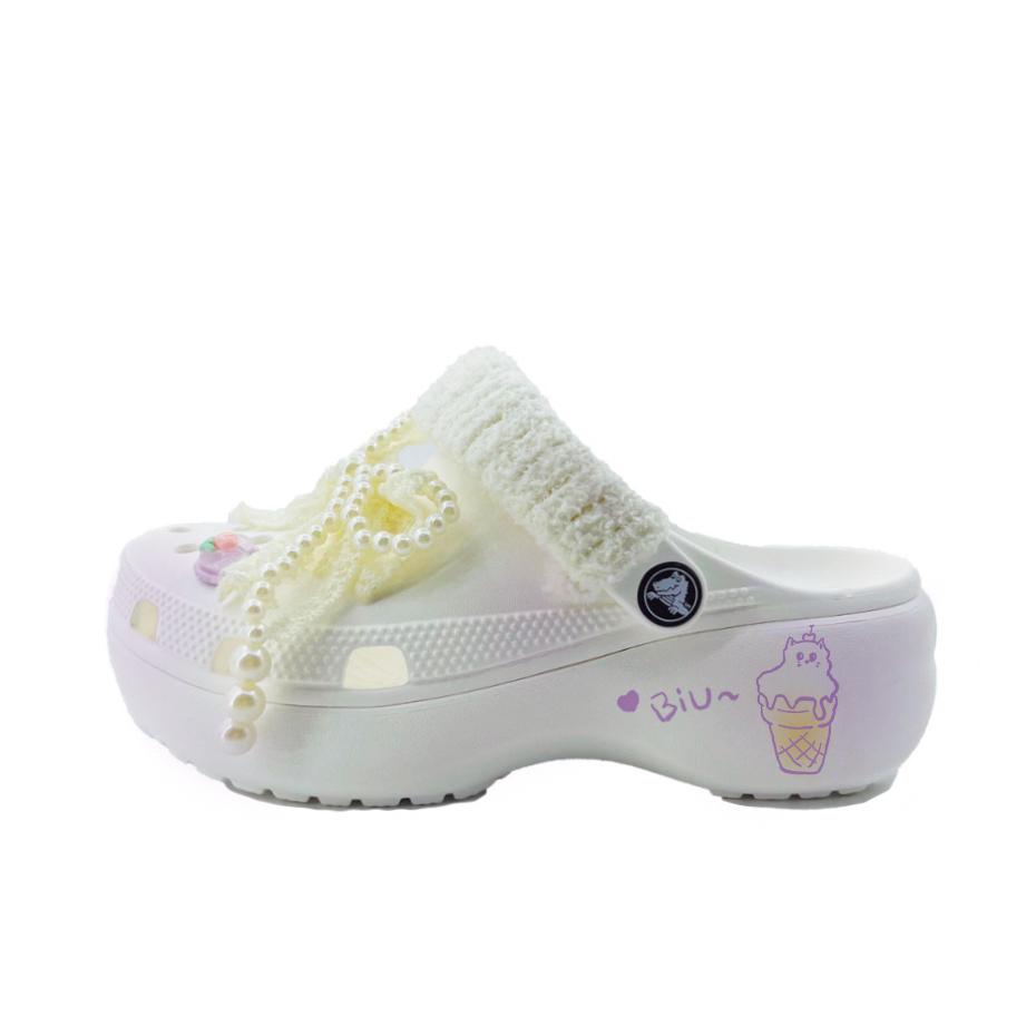 

Crocs Classic Platform Clog Bubbling Ice Cream EVA Stylish Comfortable Versatile Hole Shoes Unisex Purple 34-35 фиолетовый