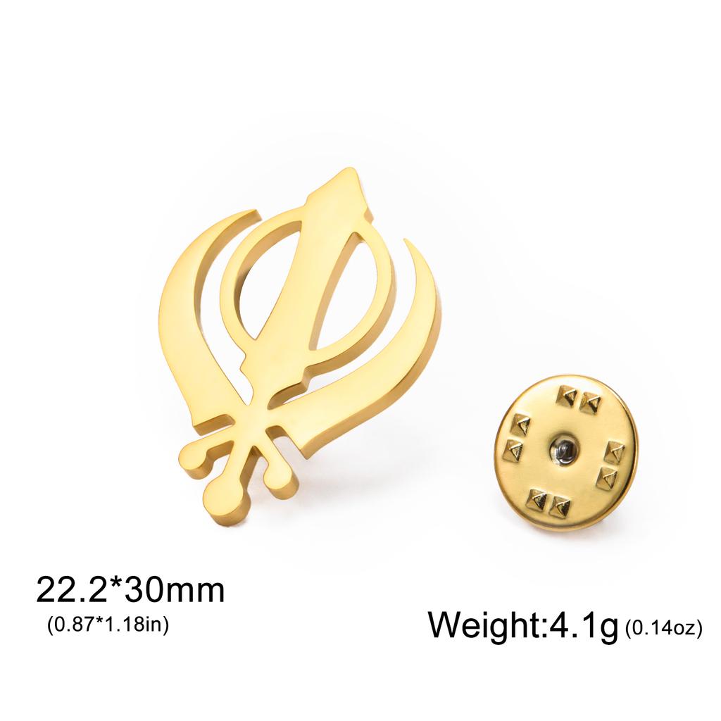 India Sikh Khanda Symbol Brooch For Women Men Stainless Steel Pins Religious Badge Accessories Spiritual Amulet Jewelry Gifts