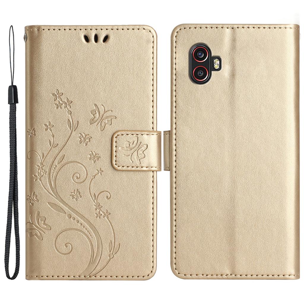 For Samsung Galaxy Xcover6 Pro 5G Wallet Phone Case Butterfly Floral Leather Flip Cover