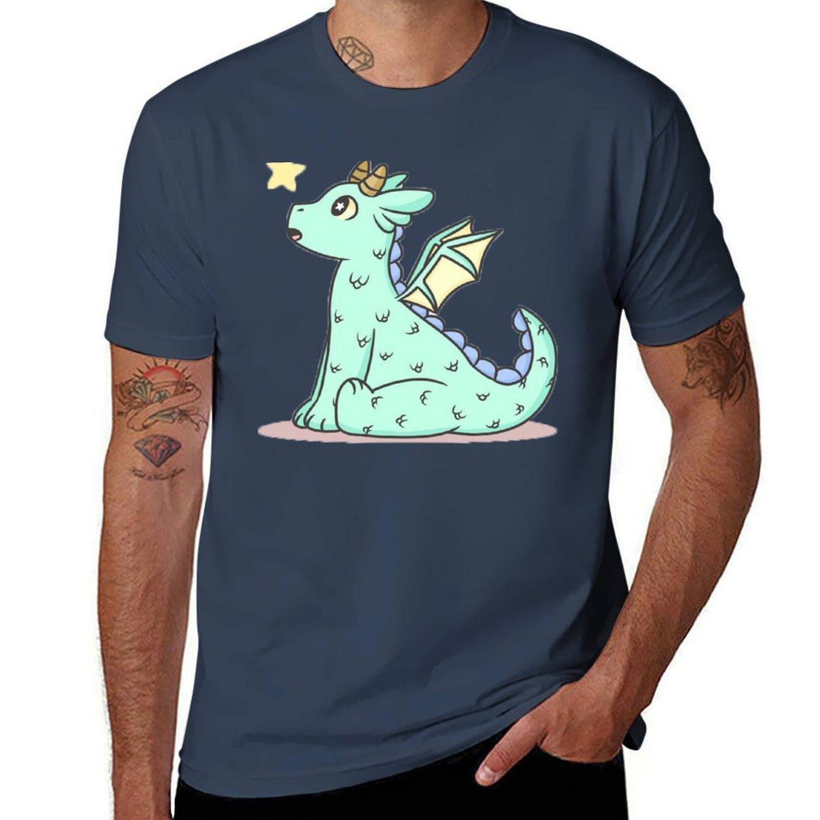Cute Baby Dragon Star New Desing Tshirt Daily Work Short Sleeve Top S