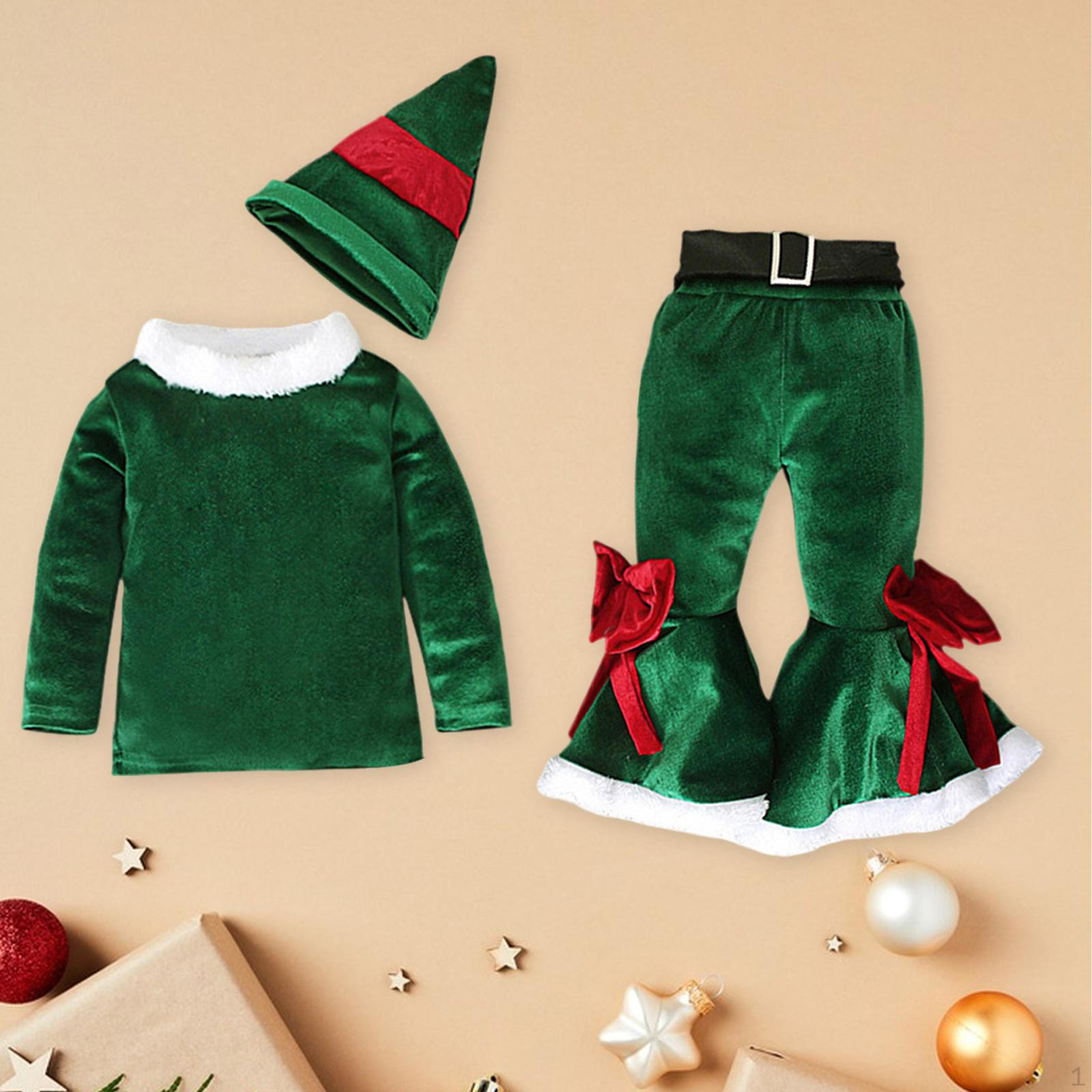 

Children Christmas Costume Cosplay Outfit for Stage Performance Festive Year 150cm зелений