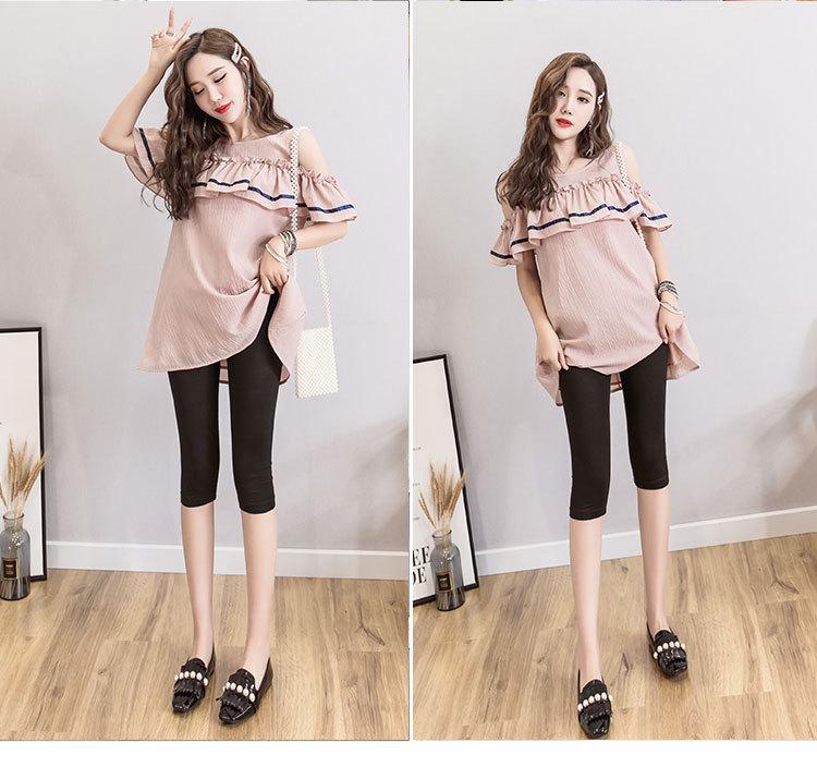 Pantalones Cortos Ajustables de Maternidad de Modal de Cintura Alta: Leggings cómodos de siete puntos para el verano