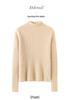 High-Neck Slim Fit Cashmere Knit Top: Elegant Solid Color Base Layer