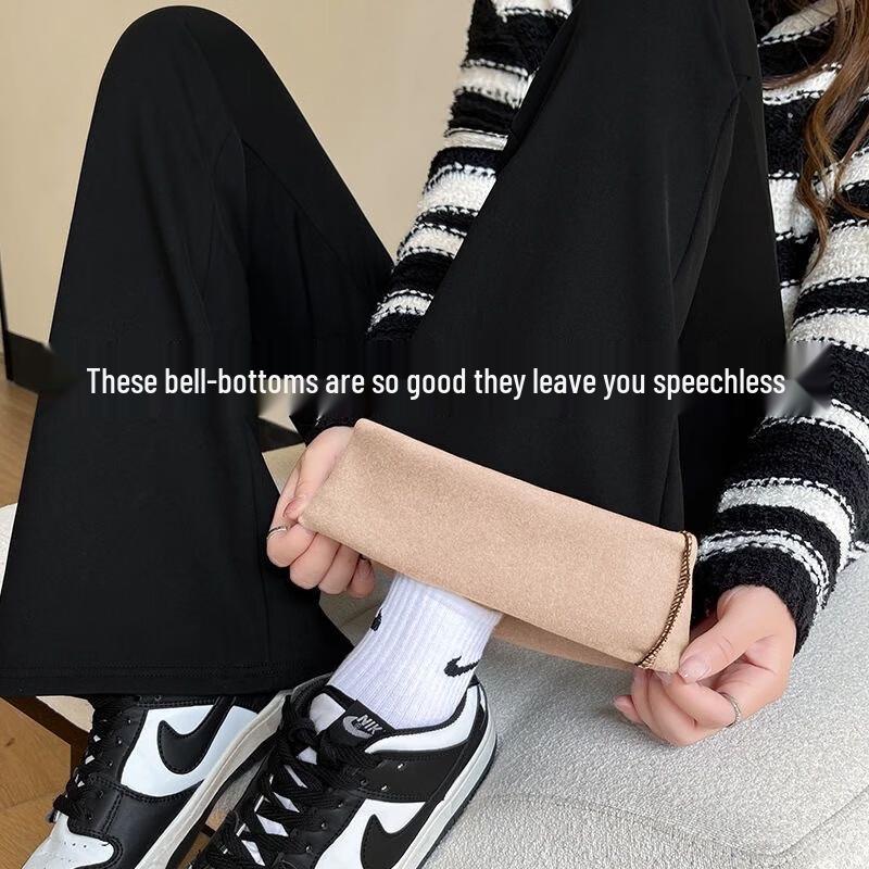 LANGSHA Women's Plush Lined Flared Shark Pants