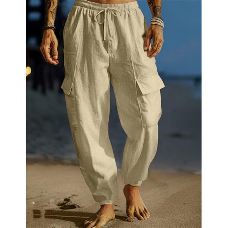 2024 Autumn Jogger Work Pants: Breathable Long Pants with Elastic Drawstring Waistband & Multi-Pocket Design